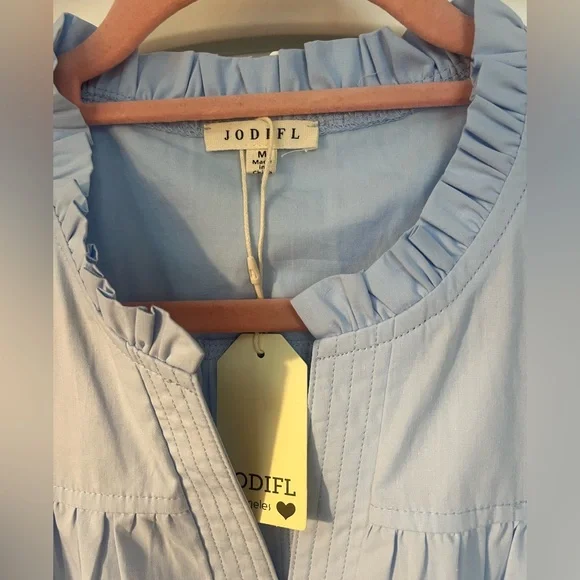 Blue Split Frill Neck Ruffle Layer
Sleeve Top NWT - Picture 6 of 6